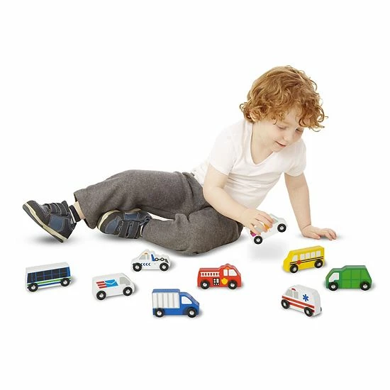 Melissa & Doug Wooden Town Vehicles Set - Image 2