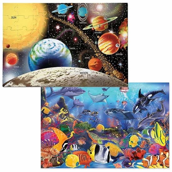 Melissa & Doug 2-pk. Planets & Sea Life Puzzles