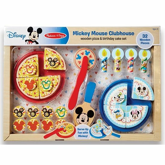 Disney's Mickey Mouse Wooden Pizza & Birthday Cake Set By Melissa & Doug