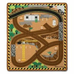 Melissa & Doug Round The Site Construction Truck Rug Play Set