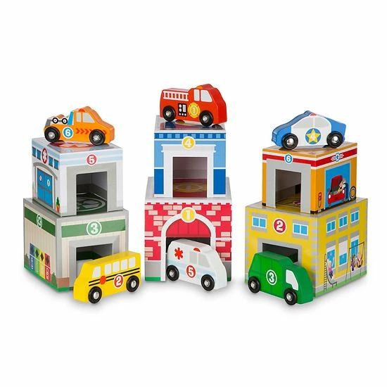 Melissa & Doug Nesting & Sorting Buildings & Vehicles Set - Image 2