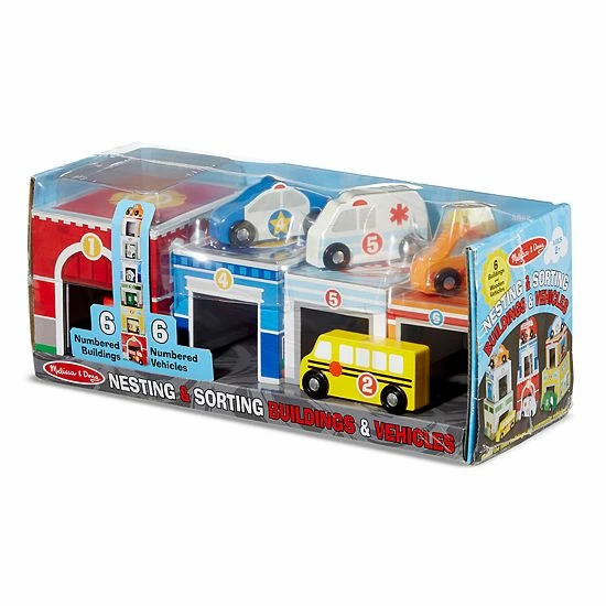 Melissa & Doug Nesting & Sorting Buildings & Vehicles Set - Image 5