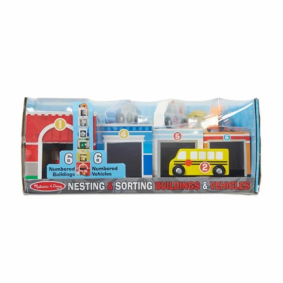 Melissa & Doug Nesting & Sorting Buildings & Vehicles Set - Image 7