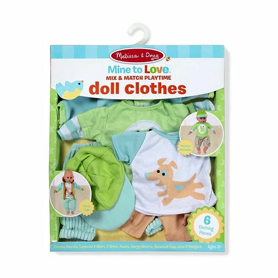 Melissa & Doug Mine To Love Mix & Match 6-Piece Playtime Doll Clothes For 12"-18" Unisex Dolls