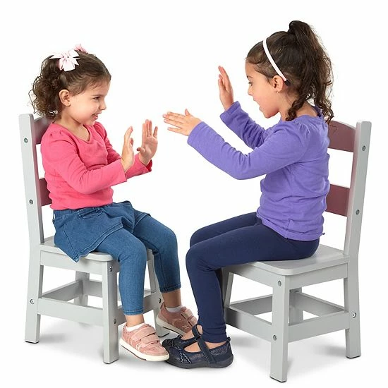 Melissa & Doug Kid's Furniture Wooden Chair Pair - Gray - Image 2