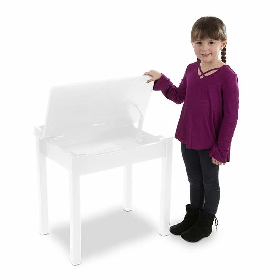 Melissa & Doug Child's White Wooden Lift-Top Desk & Chair Set - Image 2