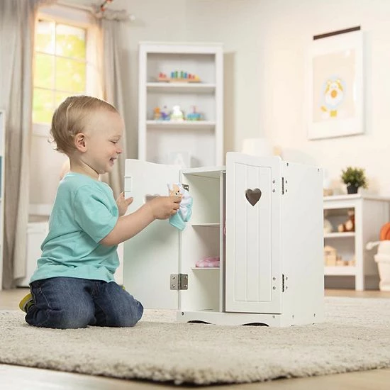 Melissa & Doug Mine To Love Wooden Play Armoire Closet For Dolls, Stuffed Animals - White - Image 2