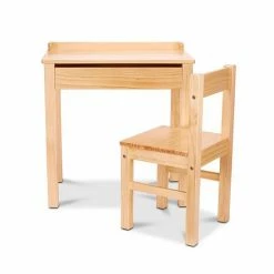 Melissa & Doug Child's Honey Wooden Lift-Top Desk & Chair Set
