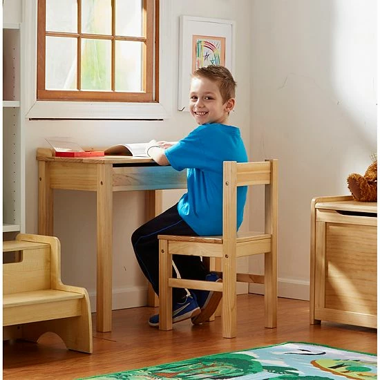 Melissa & Doug Child's Honey Wooden Lift-Top Desk & Chair Set - Image 2
