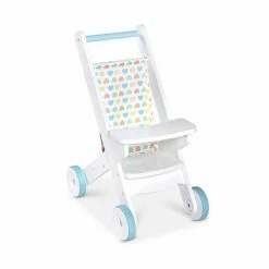 Melissa & Doug Mine To Love Wooden Play Stroller For Dolls, Stuffed Animals - White