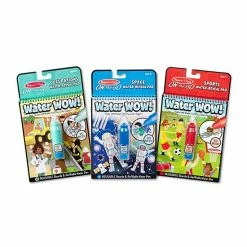 Melissa & Doug On The Go Water Wow! Reusable Color With Water Travel Toy Activity Pad With Chunky Water Pen 3-Pack (Space, Sports, Safari)