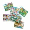 Melissa & Doug Wooden Peg Puzzle 6-Pack - Numbers, Letters, Animals, Vehicles