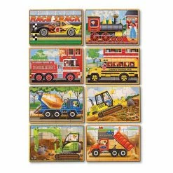Melissa & Doug Vehicles & Construction Box Puzzle Bundle